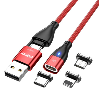 ENKAY 6-in-1 PD60W USB-A / Type-C to Type-C / 8 Pin / Micro USB Magnetic Fast Charging Cable, Cable Length:1m(Red) - Charging Cable & Head by ENKAY | Online Shopping South Africa | PMC Jewellery | Buy Now Pay Later Mobicred