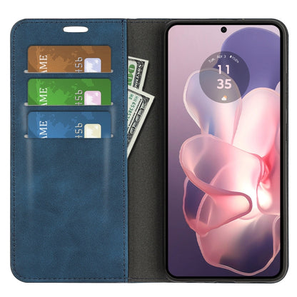 For Motorola Moto G Power 5G 2024 Retro-skin Magnetic Suction Leather Phone Case(Dark Blue) - Motorola Cases by PMC Jewellery | Online Shopping South Africa | PMC Jewellery | Buy Now Pay Later Mobicred