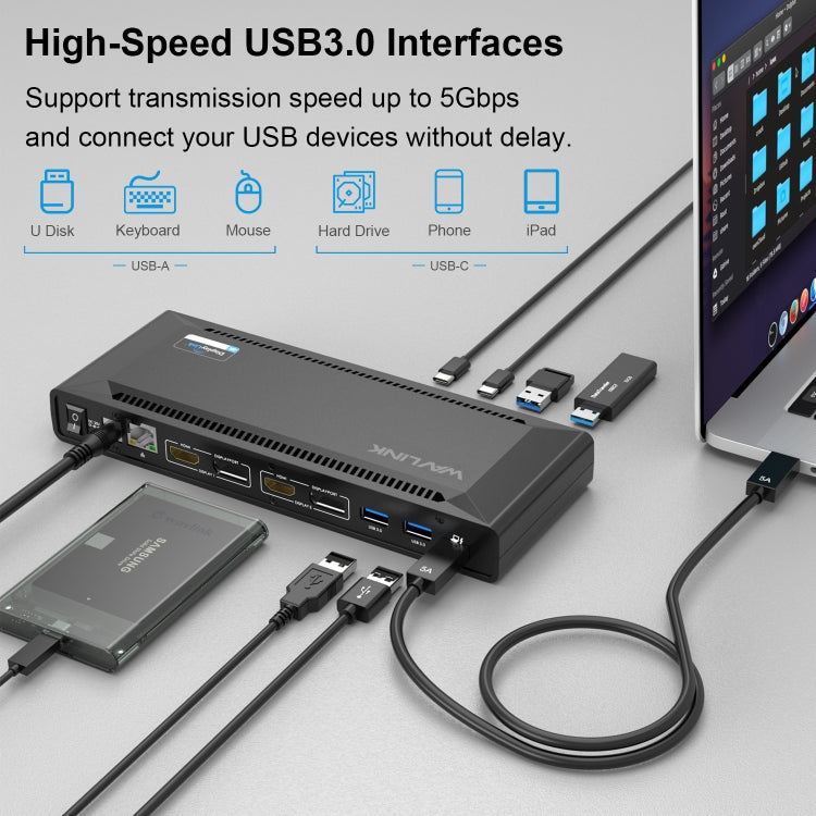 Wavlink UG69PD2 Dual 4K Fast Charging Integrated Docking Station, Plug:UK Plug - free shipping - PMc TechLife - Order now!