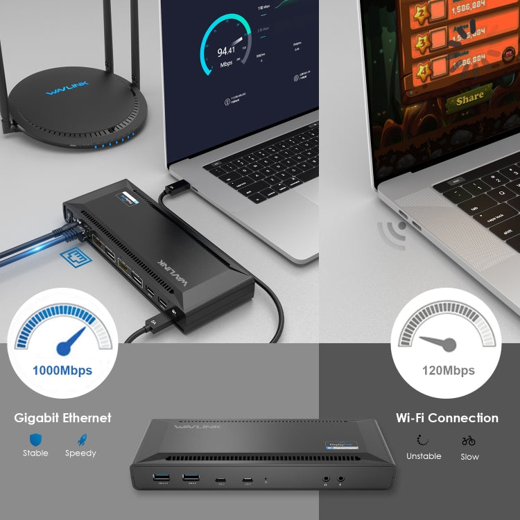 Wavlink UG69PD2 Dual 4K Fast Charging Integrated Docking Station, Plug:UK Plug - free shipping - PMc TechLife - Order now!