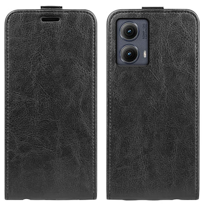 For Motorola Edge 5G 2024 R64 Texture Single Vertical Flip Leather Phone Case(Black) - Motorola Cases by PMC Jewellery | Online Shopping South Africa | PMC Jewellery | Buy Now Pay Later Mobicred