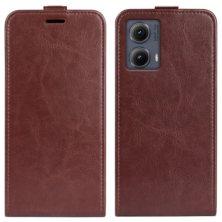 For Motorola Edge 5G 2024 R64 Texture Single Vertical Flip Leather Phone Case(Brown) - Motorola Cases by PMC Jewellery | Online Shopping South Africa | PMC Jewellery | Buy Now Pay Later Mobicred