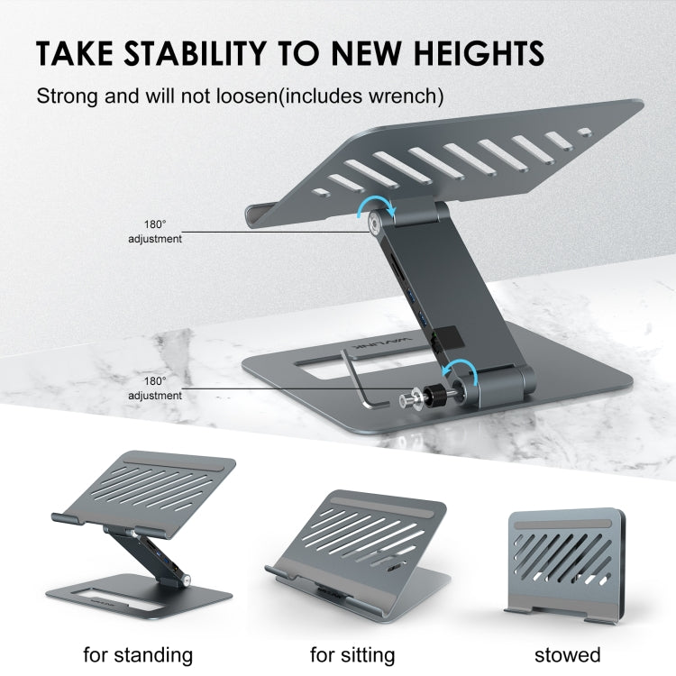 Wavlink UMD07 Adjustable Aluminum Ergonomic Portable Laptop Stand Type-C Docking Station - Laptop Stand by WAVLINK | Online Shopping South Africa | PMC Jewellery | Buy Now Pay Later Mobicred