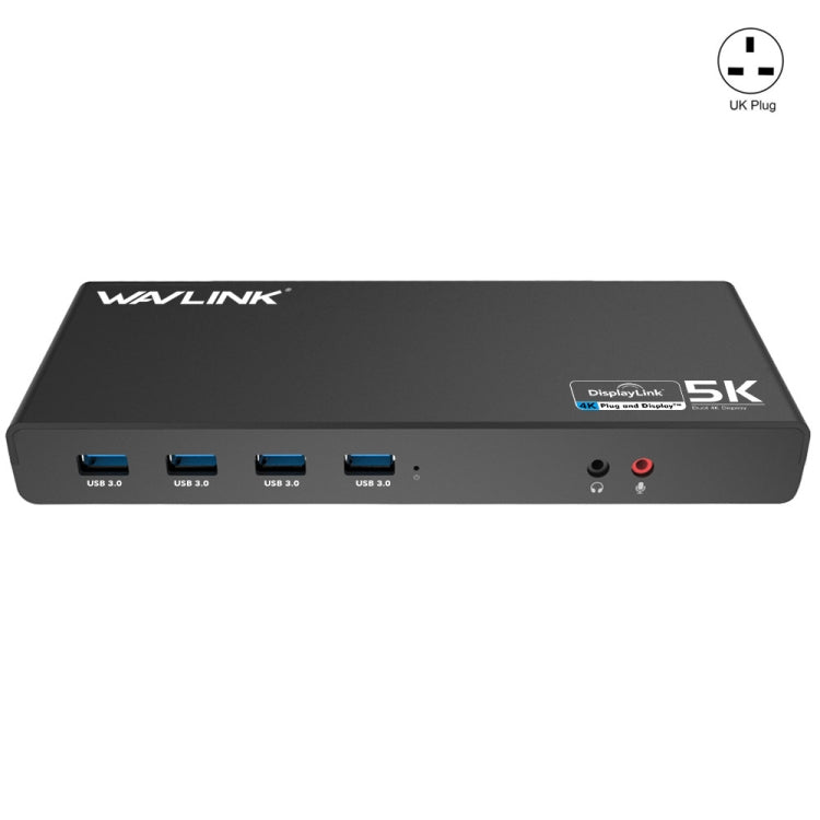 Wavlink UG69DK1 5K Type-C Dual Display USB 3.0 Video Gigabit Ethernet HDMI Docking Station, Plug:UK Plug - free shipping - PMC TechLife - Order now!