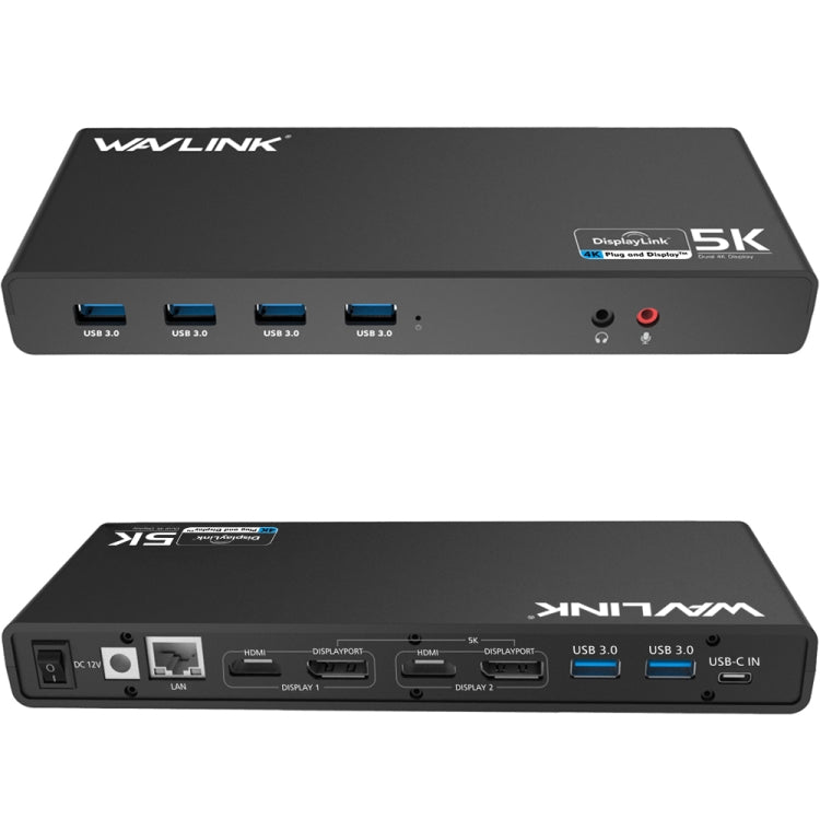 Wavlink UG69DK1 5K Type-C Dual Display USB 3.0 Video Gigabit Ethernet HDMI Docking Station, Plug:UK Plug - free shipping - PMC TechLife - Order now!