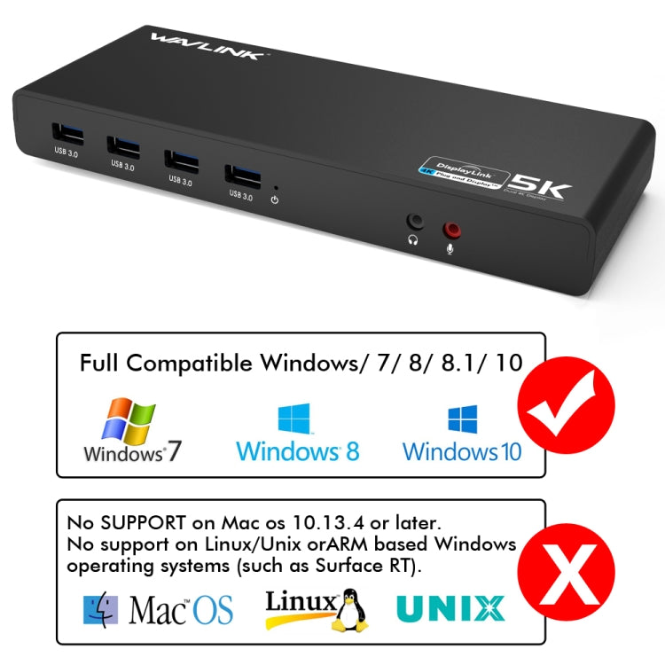 Wavlink UG69DK1 5K Type-C Dual Display USB 3.0 Video Gigabit Ethernet HDMI Docking Station, Plug:UK Plug - free shipping - PMC TechLife - Order now!