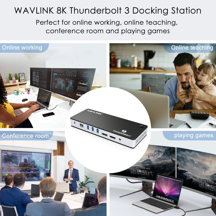 Wavlink UTD21H 60W Host Charging Thunderbolt 3 Docking Station 4K Dual Display 11 in 1 Ports, Plug:UK Plug - free shipping - PMc TechLife - Order now!