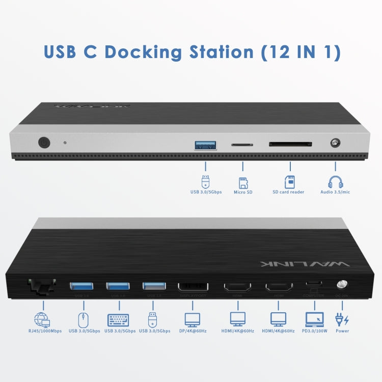 Wavlink UMD05 Display Port HDMI Port RJ45 Ethernet Triple Display MST Laptop Docking Station, Plug:UK Plug - free shipping - PMC Jewellery - Order now!