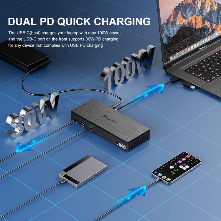 Wavlink UG69PD8 100W PD 18 in 1 Type-C Dock Compatible Type-C Universal Docking Station, Plug:US Plug - free shipping - PMc TechLife - Order now!