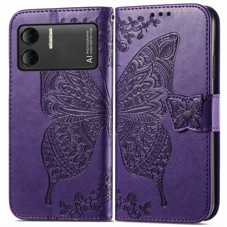 For DOOGEE X98 Pro / X98 Butterfly Love Flower Embossed Leather Phone Case(Dark Purple) - Doogee Cases by PMC Jewellery | Online Shopping South Africa | PMC Jewellery | Buy Now Pay Later Mobicred