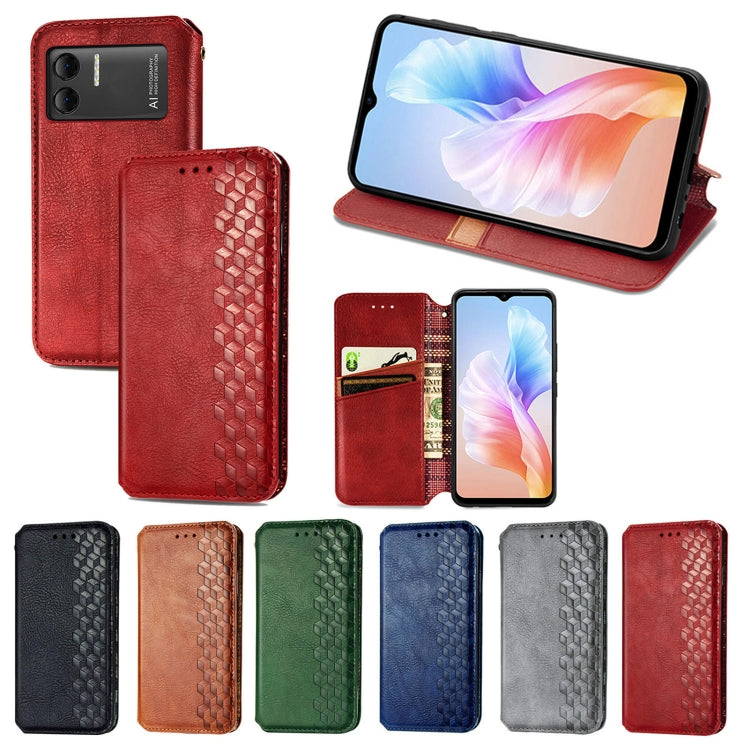 For DOOGEE X98 Pro / X98 Cubic Grid Pressed Magnetic Leather Phone Case(Brown) - Doogee Cases by PMC TechLife | Online Shopping South Africa | PMC TechLife | Buy Now Pay Later Mobicred