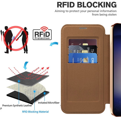 For Samsung Galaxy S25+ 5G Shield MagSafe RFID Anti-theft Rhombus Leather Phone Case(Brown) - Galaxy S25+ 5G Cases by PMC Jewellery | Online Shopping South Africa | PMC Jewellery | Buy Now Pay Later Mobicred