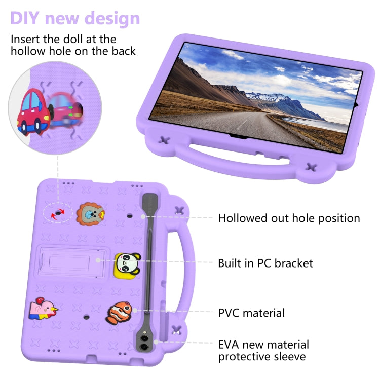 For Samsung Galaxy Tab S9 FE+ 12.4 X610N Handle Kickstand Children EVA Shockproof Tablet Case(Light Purple) - Galaxy Tab S9 FE+ by PMC TechLife | Online Shopping South Africa | PMC TechLife