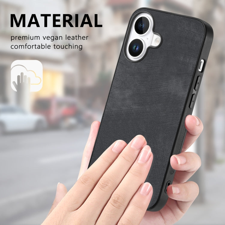 For iPhone 16 Plus Vintage Leather PC Back Cover Phone Case(Black) - iPhone 16 Plus Cases by PMC Jewellery | Online Shopping South Africa | PMC Jewellery | Buy Now Pay Later Mobicred