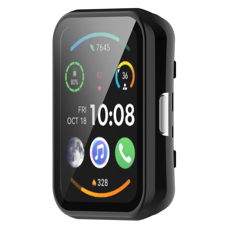 For Huawei Watch Fit New PC + 9H Tempered Film Integrated Watch Protective Case(Black) - Watch Cases by PMC TechLife | Online Shopping South Africa | PMC TechLife | Buy Now Pay Later Mobicred