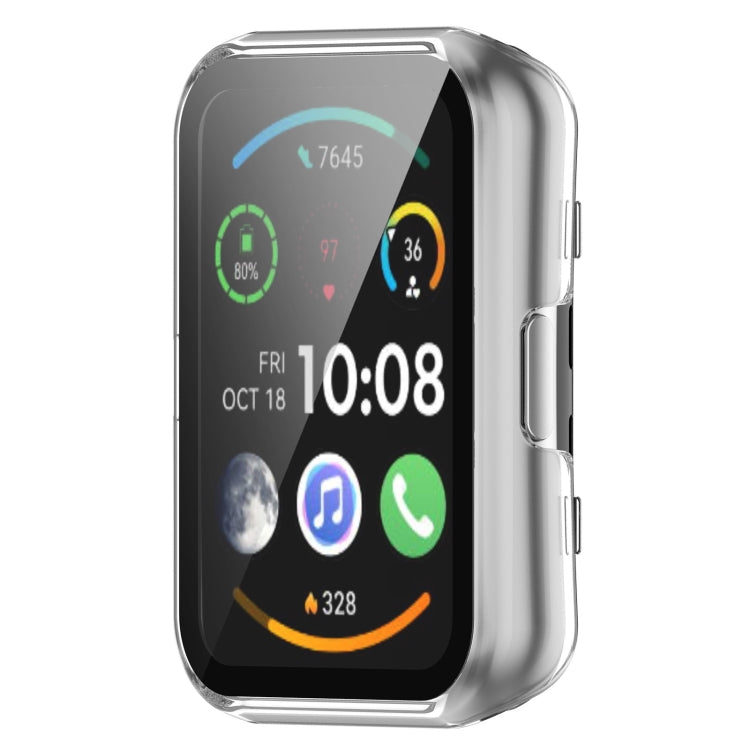 For Huawei Watch Fit New PC + 9H Tempered Film Integrated Watch Protective Case(Transparent) - Watch Cases by PMC TechLife | Online Shopping South Africa | PMC TechLife | Buy Now Pay Later Mobicred