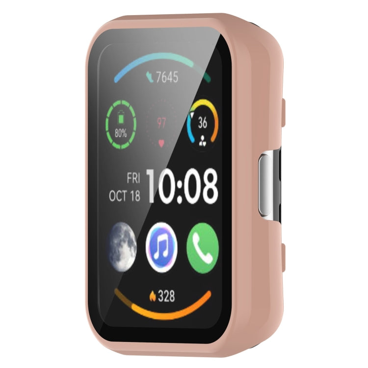 For Huawei Watch Fit Special Edition PC + 9H Tempered Film Integrated Watch Protective Case(Pink) - Watch Cases by PMC TechLife | Online Shopping South Africa | PMC TechLife | Buy Now Pay Later Mobicred
