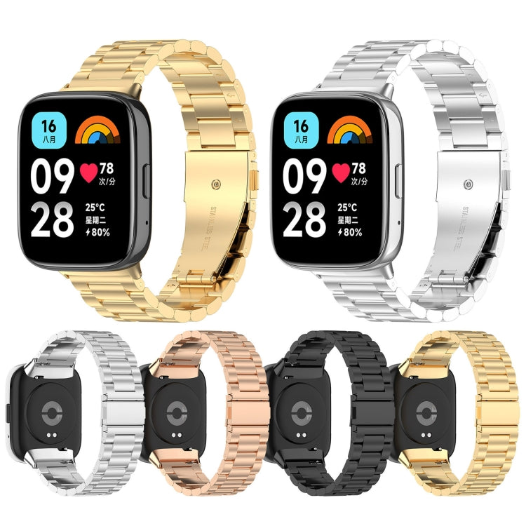 For Redmi Watch 3 Active Three Bead Stainless Steel Metal Watch Band(Gold) - free shipping - PMC TechLife - Order now!