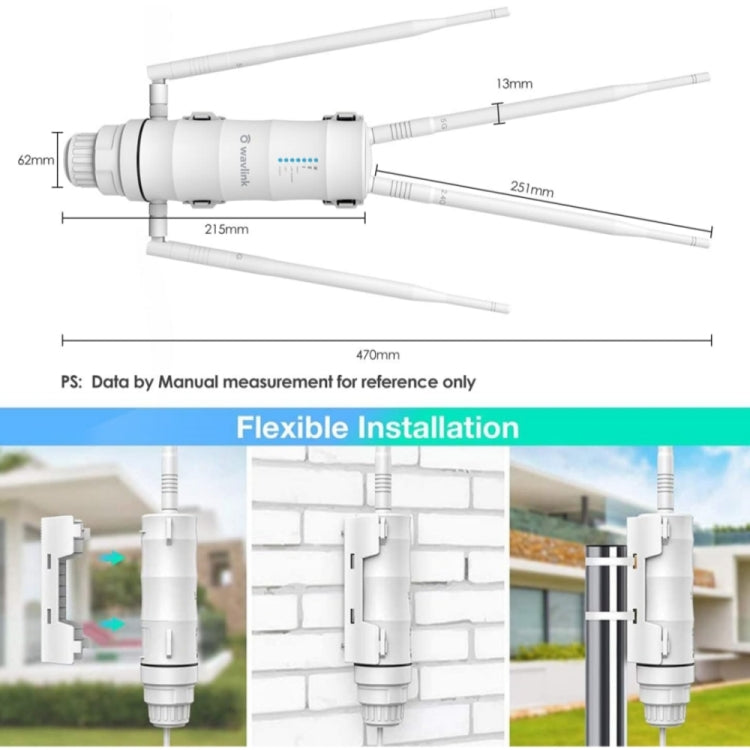 WAVLINK WN572HP3 AC1200 Dual Band Weatherproof Wireless Router Outdoor WiFi Extender, Plug:AU Plug - Wireless Routers by WAVLINK | Online Shopping South Africa | PMC Jewellery | Buy Now Pay Later Mobicred