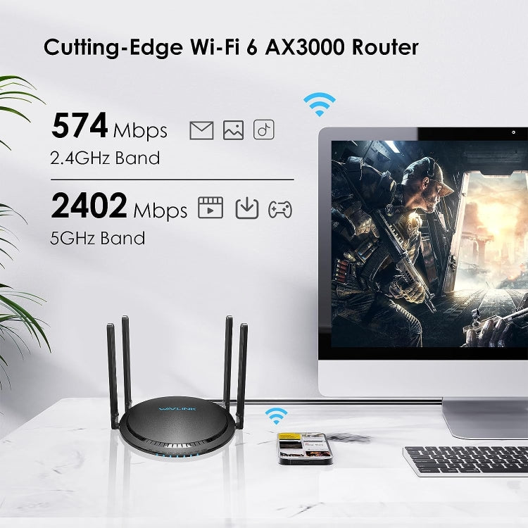 WAVLINK WN531MX3 Wider Coverage AX3000 WiFi 6 Wireless Routers Dual Band Wireless Repeater, Plug:EU Plug - free shipping - PMC Jewellery - Order now!