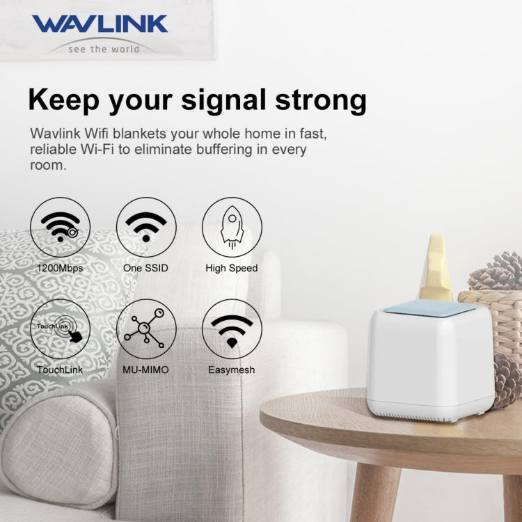 WAVLINK WN535M2 For Home Office 2pcs Mesh Wireless Router AC1200 Dual Band WiFi Signal Booster, Plug:US Plug - free shipping - PMC Jewellery - Order now!