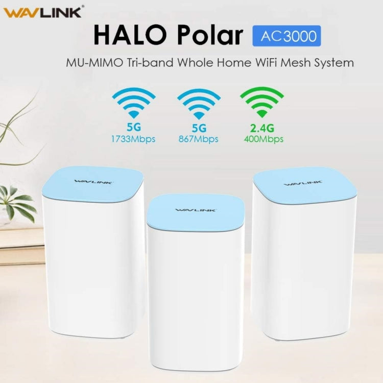 WAVLINK WN551K3 3pcs AC3000 WiFi Wireless Repeater Built-in Antenna Tri-Band Mesh Wireless Router, Plug:AU Plug - free shipping - PMc TechLife - Order now!