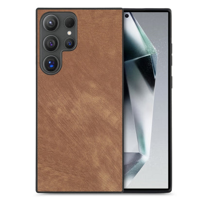 For Samsung Galaxy S25 Ultra 5G Vintage Leather PC Back Cover Phone Case(Brown) - Galaxy S25 Ultra 5G Cases by PMC Jewellery | Online Shopping South Africa | PMC Jewellery | Buy Now Pay Later Mobicred