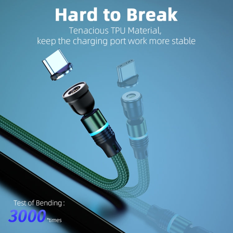 ENKAY 3 in 1 3A USB to Type-C / 8 Pin / Micro USB Magnetic 540 Degrees Rotating Fast Charging Cable, Length:2m(Green) - Charging Cable & Head by ENKAY | Online Shopping South Africa | PMC Jewellery | Buy Now Pay Later Mobicred