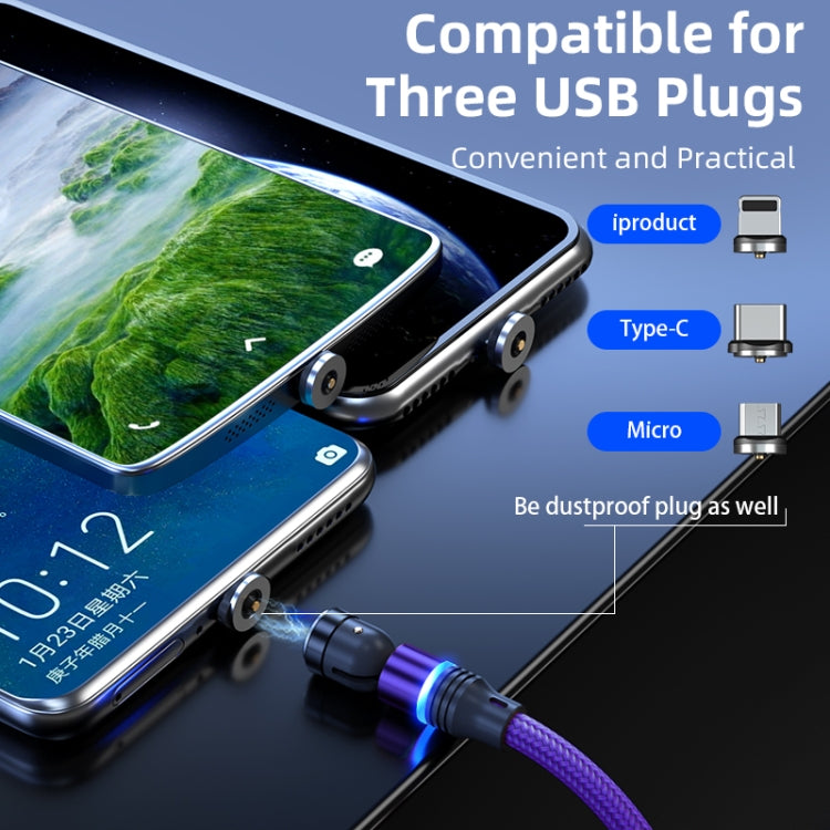 ENKAY 3 in 1 2.4A USB to Type-C / 8 Pin / Micro USB Magnetic 540 Degrees Rotating Charging Cable, Length:1m(Black) - Charging Cable & Head by ENKAY | Online Shopping South Africa | PMC Jewellery | Buy Now Pay Later Mobicred