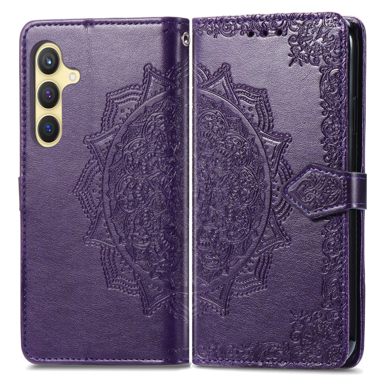 For Samsung Galaxy S25 5G Mandala Flower Embossed Leather Phone Case(Purple) - Galaxy S25 5G Cases by PMC Jewellery | Online Shopping South Africa | PMC Jewellery | Buy Now Pay Later Mobicred