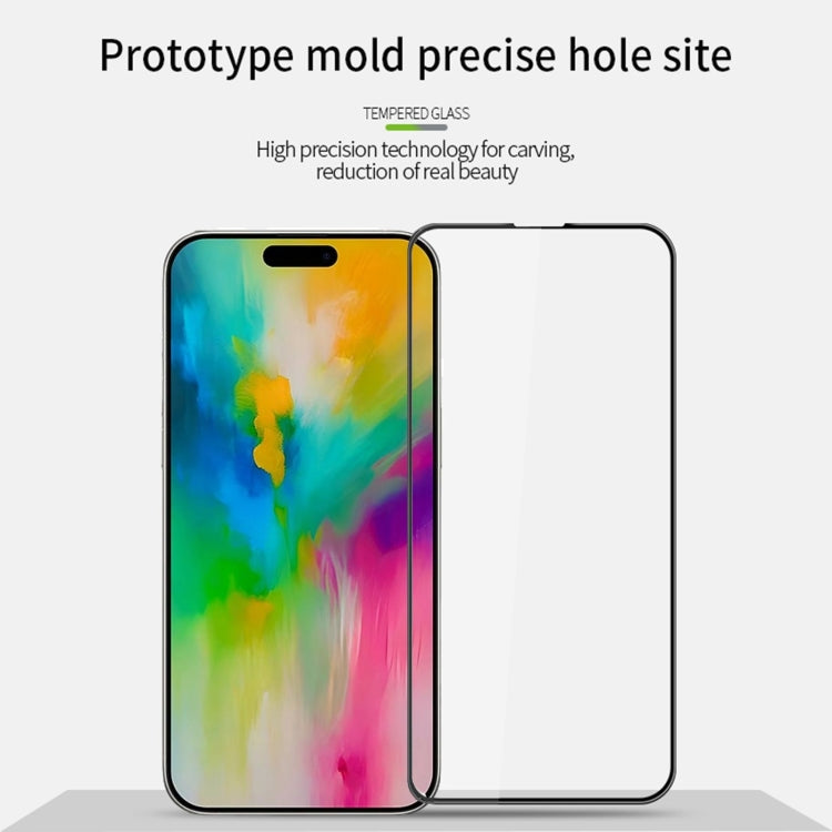 For iPhone 16 PINWUYO 9H 3D Curved Full Screen Explosion-proof Tempered Glass Film(Black) - iPhone 16 Tempered Glass by PINWUYO | Online Shopping South Africa | PMC Jewellery | Buy Now Pay Later Mobicred