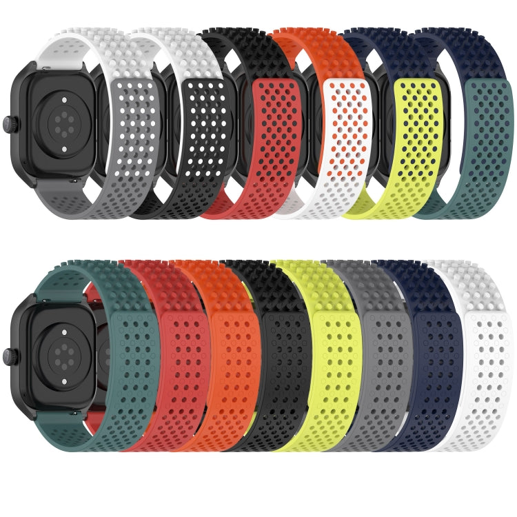 For Garmin Forerunner Sq2 Music 20mm Holes Breathable 3D Dots Silicone Watch Band(Midnight Blue+Olive Green) - Watch Bands by PMC Jewellery | Online Shopping South Africa | PMC Jewellery