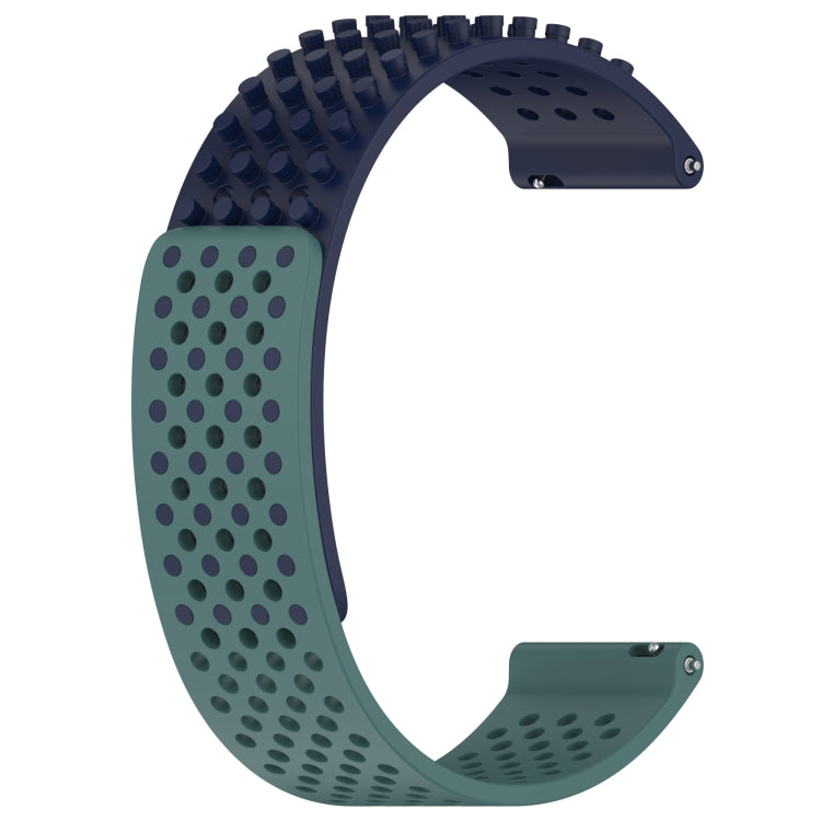 For Xiaomi MI Watch S1 22mm Holes Breathable 3D Dots Silicone Watch Band(Midnight Blue+Olive Green) - Watch Bands by PMC Jewellery | Online Shopping South Africa | PMC Jewellery