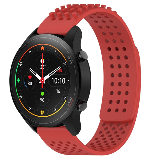 For Xiaomi MI Watch S1 Pro 22mm Holes Breathable 3D Dots Silicone Watch Band(Red) - Watch Bands by PMC Jewellery | Online Shopping South Africa | PMC Jewellery