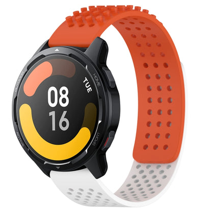 For Xiaomi Watch S1 Active 22mm Holes Breathable 3D Dots Silicone Watch Band(Orange+White) - Watch Bands by PMC Jewellery | Online Shopping South Africa | PMC Jewellery