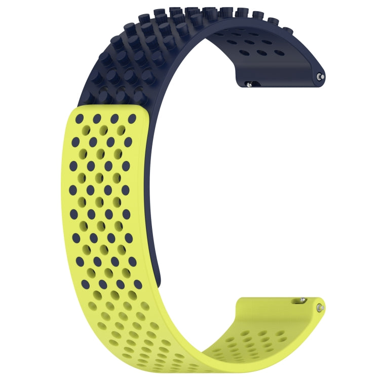 For Xiaomi Haylou RT LS05S 22mm Holes Breathable 3D Dots Silicone Watch Band(Midnight Blue+Lime Green) - Watch Bands by PMC Jewellery | Online Shopping South Africa | PMC Jewellery