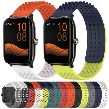 For Xiaomi Haylou RT2 LS10 22mm Holes Breathable 3D Dots Silicone Watch Band(Lime Green) - Watch Bands by PMC Jewellery | Online Shopping South Africa | PMC Jewellery