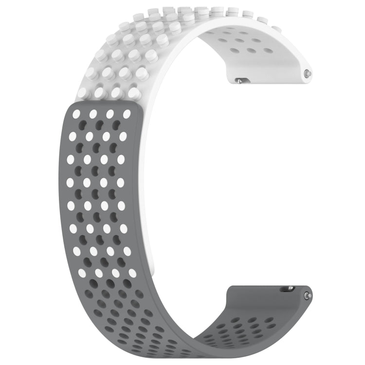 For Amazfit GTR 47mm 22mm Holes Breathable 3D Dots Silicone Watch Band(White+Grey) - Watch Bands by PMC Jewellery | Online Shopping South Africa | PMC Jewellery