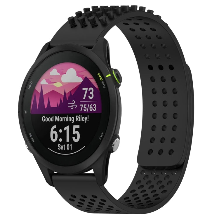 For Garmin Forerunner 255 Music 22mm Holes Breathable 3D Dots Silicone Watch Band(Black) - Watch Bands by PMC Jewellery | Online Shopping South Africa | PMC Jewellery