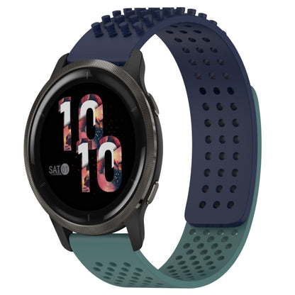For Garmin Venu 2 22mm Holes Breathable 3D Dots Silicone Watch Band(Midnight Blue+Olive Green) - Watch Bands by PMC Jewellery | Online Shopping South Africa | PMC Jewellery