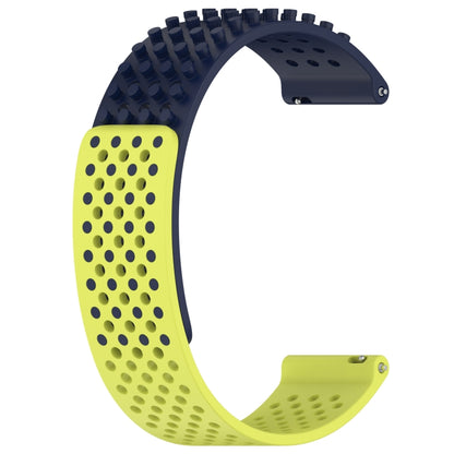 For Garmin Venu 2 22mm Holes Breathable 3D Dots Silicone Watch Band(Midnight Blue+Lime Green) - Watch Bands by PMC Jewellery | Online Shopping South Africa | PMC Jewellery