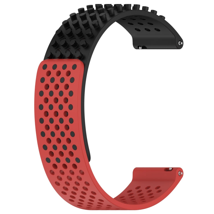 For Garmin Vivoactive 4 22mm Holes Breathable 3D Dots Silicone Watch Band(Black+Red) - Watch Bands by PMC Jewellery | Online Shopping South Africa | PMC Jewellery