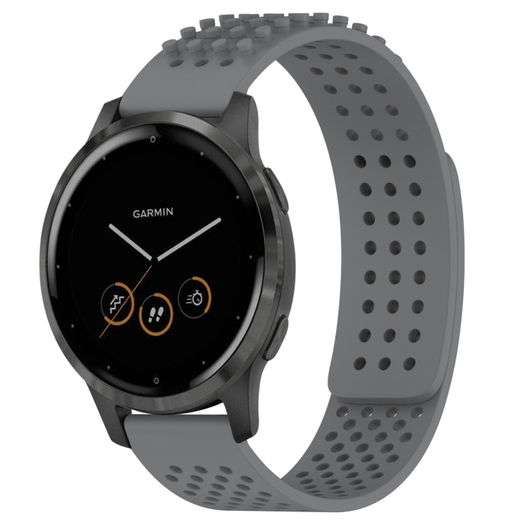 For Garmin Vivoactive 4 22mm Holes Breathable 3D Dots Silicone Watch Band(Grey) - Watch Bands by PMC Jewellery | Online Shopping South Africa | PMC Jewellery