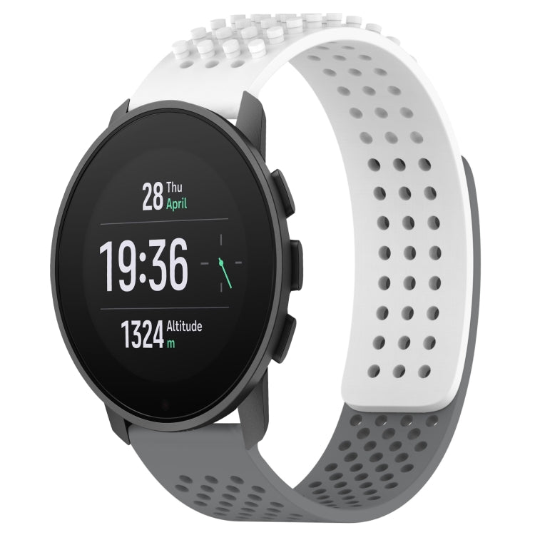 For SUUNTO 9 Peak Pro 22mm Holes Breathable 3D Dots Silicone Watch Band(White+Grey) -  by PMC TechLife | Online Shopping South Africa | PMC TechLife