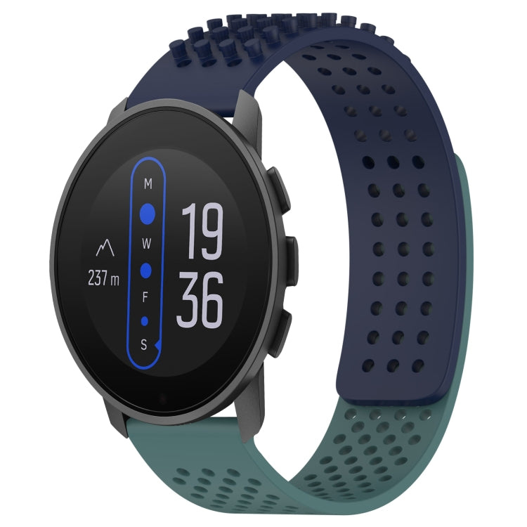 For  SUUNTO 9 Peak 22mm Holes Breathable 3D Dots Silicone Watch Band(Midnight Blue+Olive Green) -  by PMC TechLife | Online Shopping South Africa | PMC TechLife