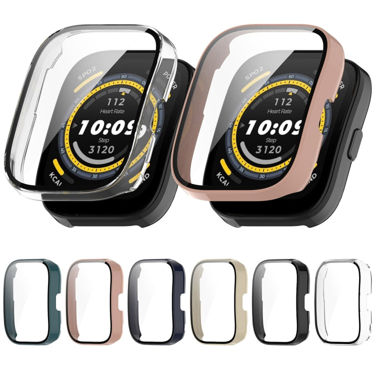 For Amazfit Bip 5 Tempered Film Integrated PC Watch Protective Case(Blue) - Watch Cases by PMC TechLife | Online Shopping South Africa | PMC TechLife | Buy Now Pay Later Mobicred
