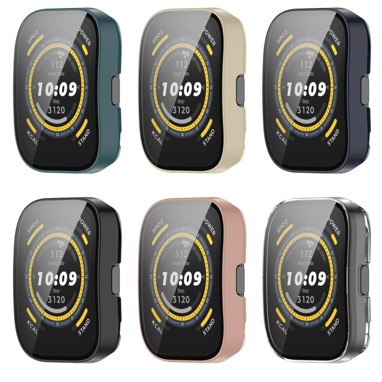 For Amazfit Bip 5 Tempered Film Integrated PC Watch Protective Case(Transparent) - Watch Cases by PMC TechLife | Online Shopping South Africa | PMC TechLife | Buy Now Pay Later Mobicred