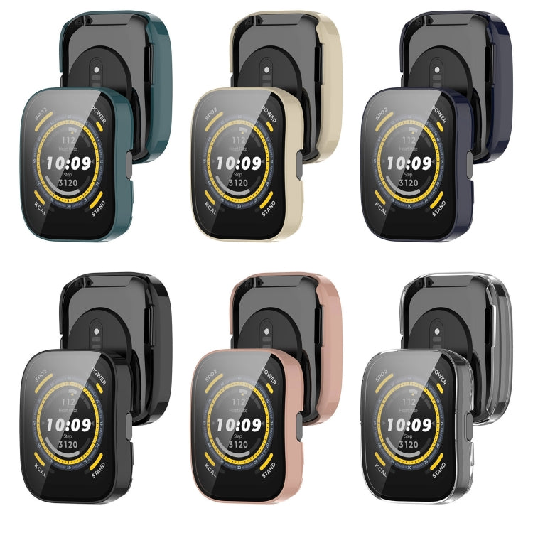 For Amazfit Bip 5 Tempered Film Integrated PC Watch Protective Case(Ivory) - Watch Cases by PMC TechLife | Online Shopping South Africa | PMC TechLife | Buy Now Pay Later Mobicred