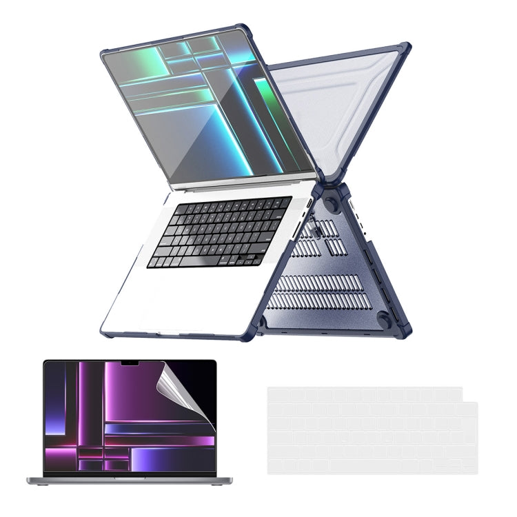 For MacBook Pro 14.2 A2442/A2779 ENKAY Hat-Prince 3 in 1 Protective Bracket Case Cover Hard Shell with TPU Keyboard Film / PET Screen Protector, Version:US(Dark Blue) - free shipping - PMC Jewellery - Order now!