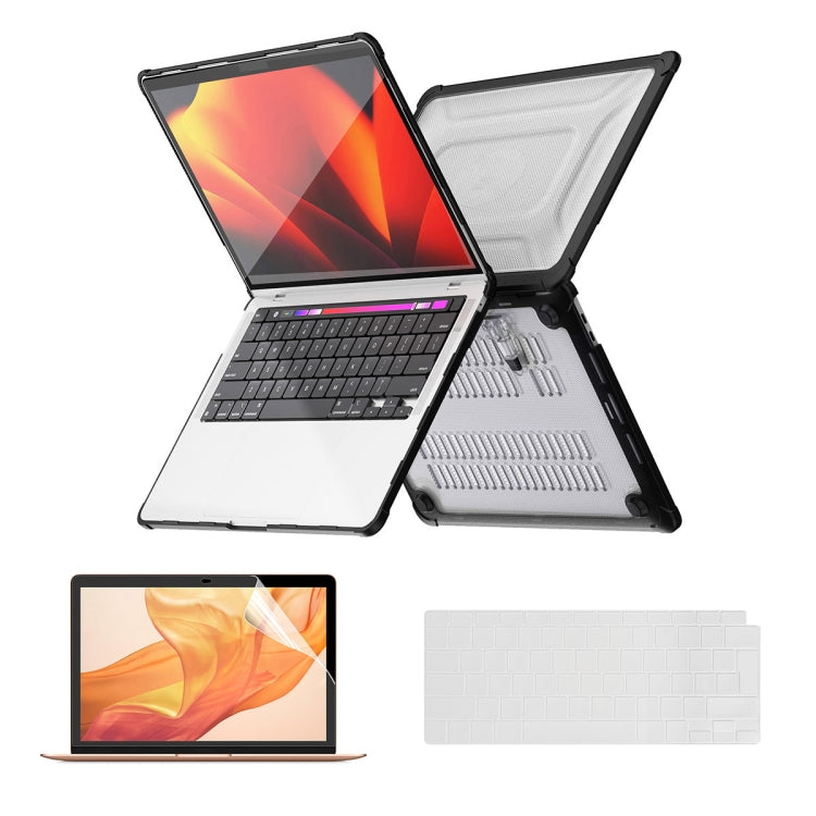 For MacBook Air 13.3 A2179/A2337 ENKAY Hat-Prince 3 in 1 Protective Bracket Case Cover Hard Shell with TPU Keyboard Film / PET Screen Protector, Version:EU(Black) - MacBook Air Cases by ENKAY | Online Shopping South Africa | PMC Jewellery | Buy Now Pay Later Mobicred